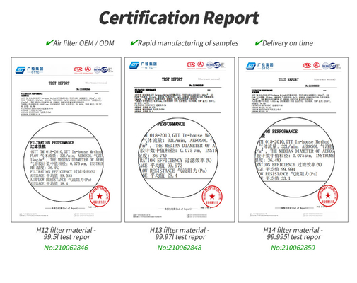 H13 Hepa Filter Replacement , Pleated Panel Filter 99.99 Efficiency